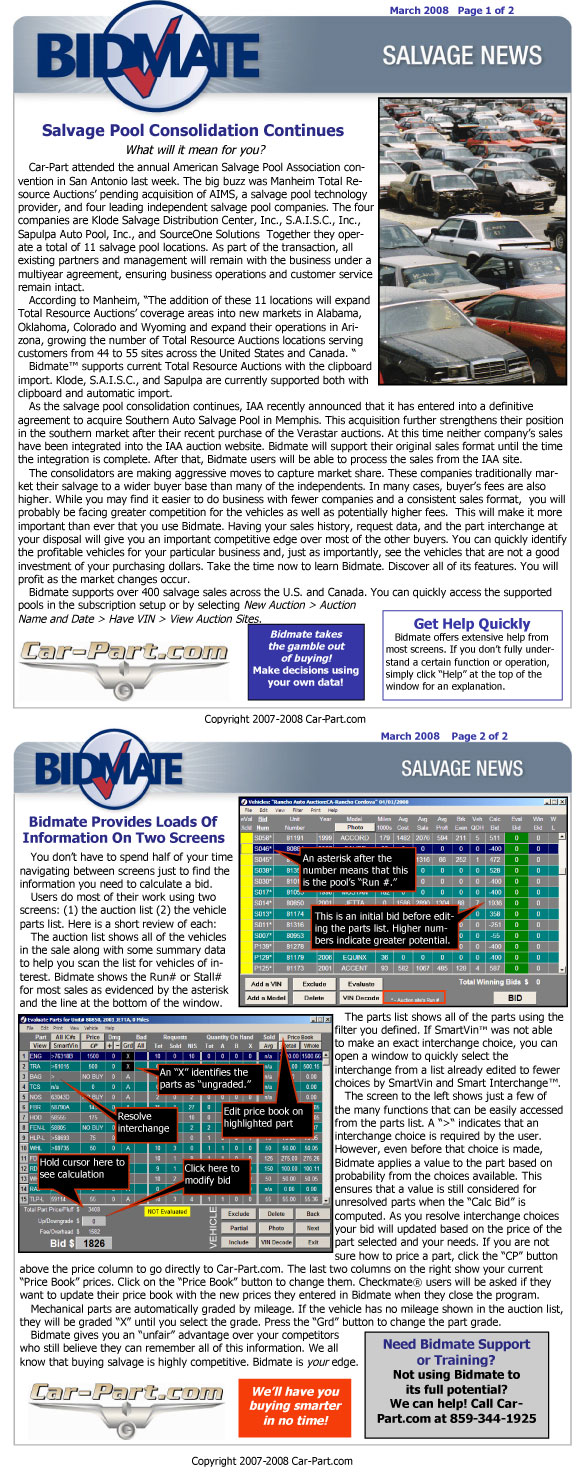 Bidmate Salvage News - March 2008